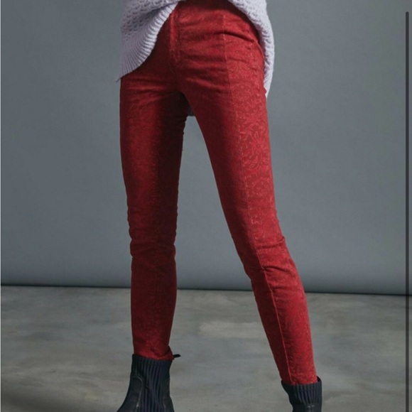 Pilcro Anthropologie maroon floral denim - Picture 1 of 4